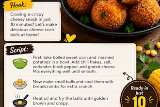 write engaging cooking recipe scripts for food channels