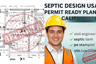california septic design, permit plans pe stamp
