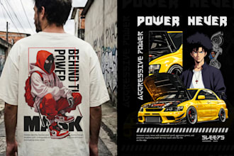 design custom streetwear anime or car tshirt graphic