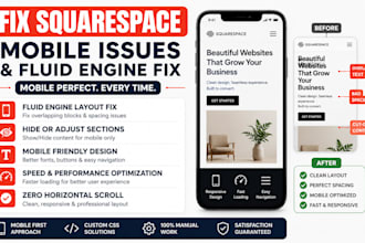 fix squarespace mobile issues fluid engine layout,  design and speed optimize