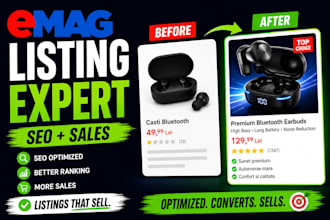 list SEO optimized products for emag ro, hu and bg