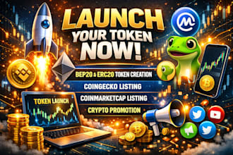 do launch bep20 erc20 token,coingecko coinmarketcap listing and crypto promote