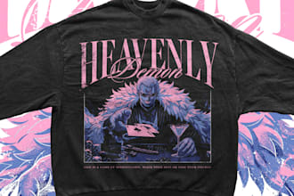 create anime streetwear style for t shirt