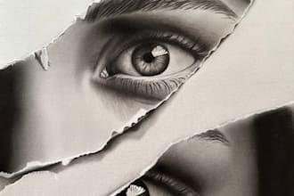 make a realistic charcoal drawing with professional detailing