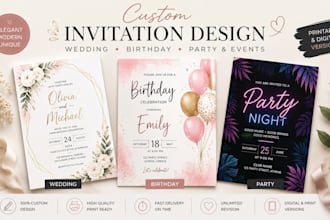 design birthday, wedding and party invitation cards