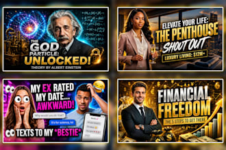 do youtube thumbnail design, clickbait or gaming thumbnail, and banner