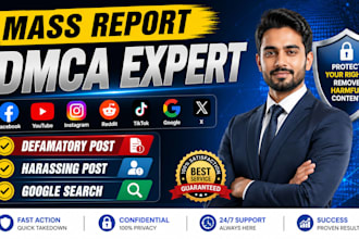 takedown harassing remove copyright mass reports facebook instagram youtube dmca
