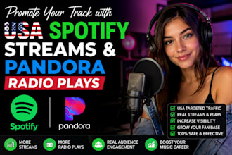 promote your track with USA spotify streams and pandora radio plays