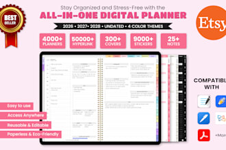 design a premium all in one digital planner, journal and tracker
