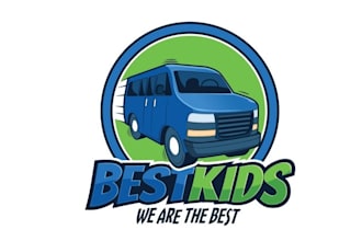 make creative fun cool blue van logo to appeal to kids ages