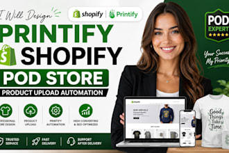 design printify shopify pod store with product upload automation
