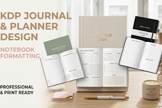 design and format journals planners and notebooks for KDP
