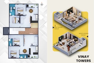 create realistic 3d floor plan renders