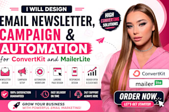 design email newsletter, campaign and automation for convertkit and mailerlite
