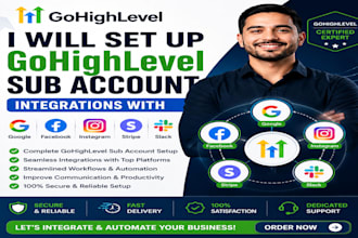 integrate gohighlevel sub account with google, facebook, instagram and slack