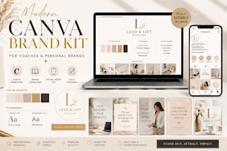 create a modern canva brand kit and brand identity for coaches