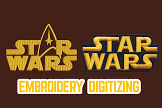 digitize your logo for embroidery into dst pes jef with clean stitches