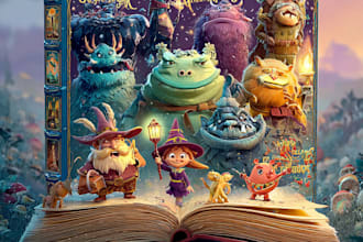 illustrate cartoon sci fi book cover art