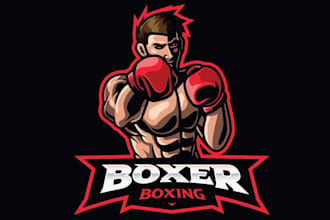 design aggressive boxing gym and fighter mascot logo