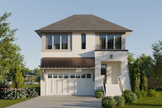 create a photorealistic exterior rendering of your building