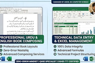 do professional english and urdu book typing and excel data entry