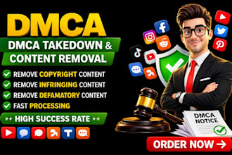 takedown harassing content copyright delete defaming post from fb, ig, yt and x