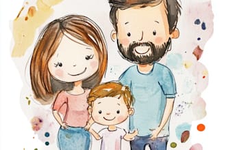 make watercolor family portrait