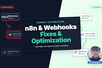 fix your broken n8n workflow, webhook, or make automation