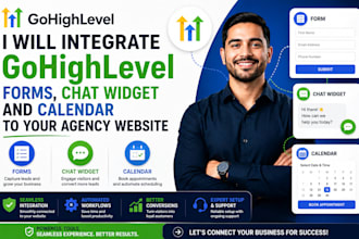 integrate gohighlevel forms, chat widget and calendar to your agency website