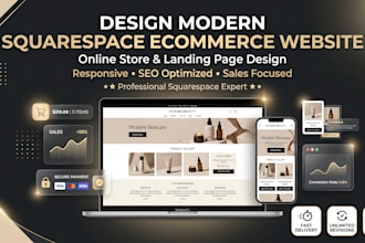 design modern squarespace ecommerce website online store design landing page