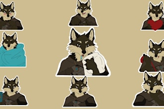 draw custom furry sticker pack for telegram stickers, furry badges, furry art