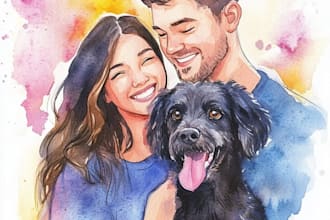 custom watercolor family portrait from photo