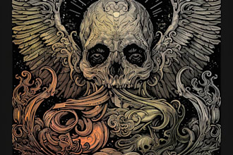 design dark art illustration with engraving style