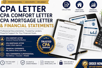 prepare accountant letter, CPA comfort letter and financial reports
