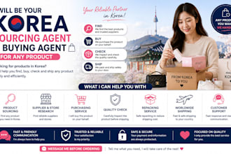 be your korea sourcing agent and buying agent for any product