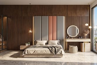 design luxury modern bedroom interior with realistic 3d renders