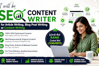 write SEO optimized blog posts, articles and website content