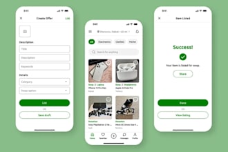 develop barter system app, item exchange app, swap marketplace app