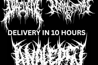 draw black brutal horror heavy, core death metal logo design for t shirt or band