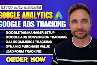 setup or manage ga4 ecommerce, google ads conversion tracking analytics 4 by GTM