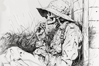draw creative illustration, line art, pen, vintage ink sketch