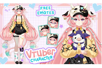 design vtuber live2d model in anime art illustration ready