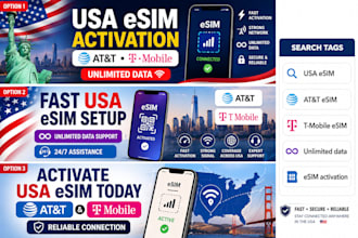 activate usa esim with att and tmobile unlimited data