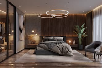 create photorealistic luxury bedroom interior rendering