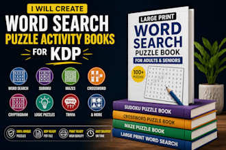 create word search sudoku crossword and puzzle activity book for KDP