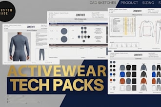 create factory ready activewear tech pack for manufacturers