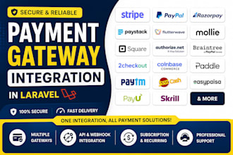 integrate stripe paypal razorpay square and payment gateway in laravel