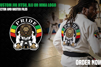 create an academy logo for martial arts and jiu jitsu