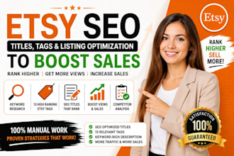 write etsy product descriptions, titles, tags, and etsy SEO to boost your sales