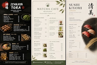 design a stylish menu for your cafe or restaurant